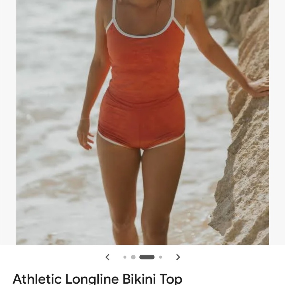 NWT! Geode Women’s Coral with White Trim - Athletic Longline Bikini Top Sz XXL - Picture 2 of 8